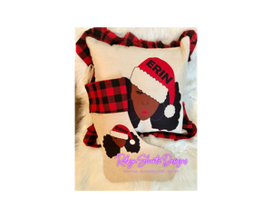 Afro Girl Pillow & Stocking set