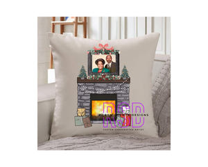 Christmas Fireplace Personalize Pillow