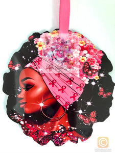 Afro Girl Pink Ribbon Breast Cancer Ornament