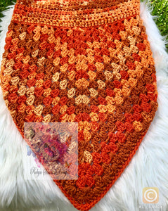 Orange Melody Cowl Neck Bandana Scarf-Crochet