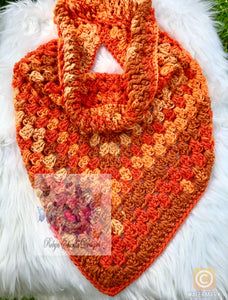 Orange Melody Cowl Neck Bandana Scarf-Crochet