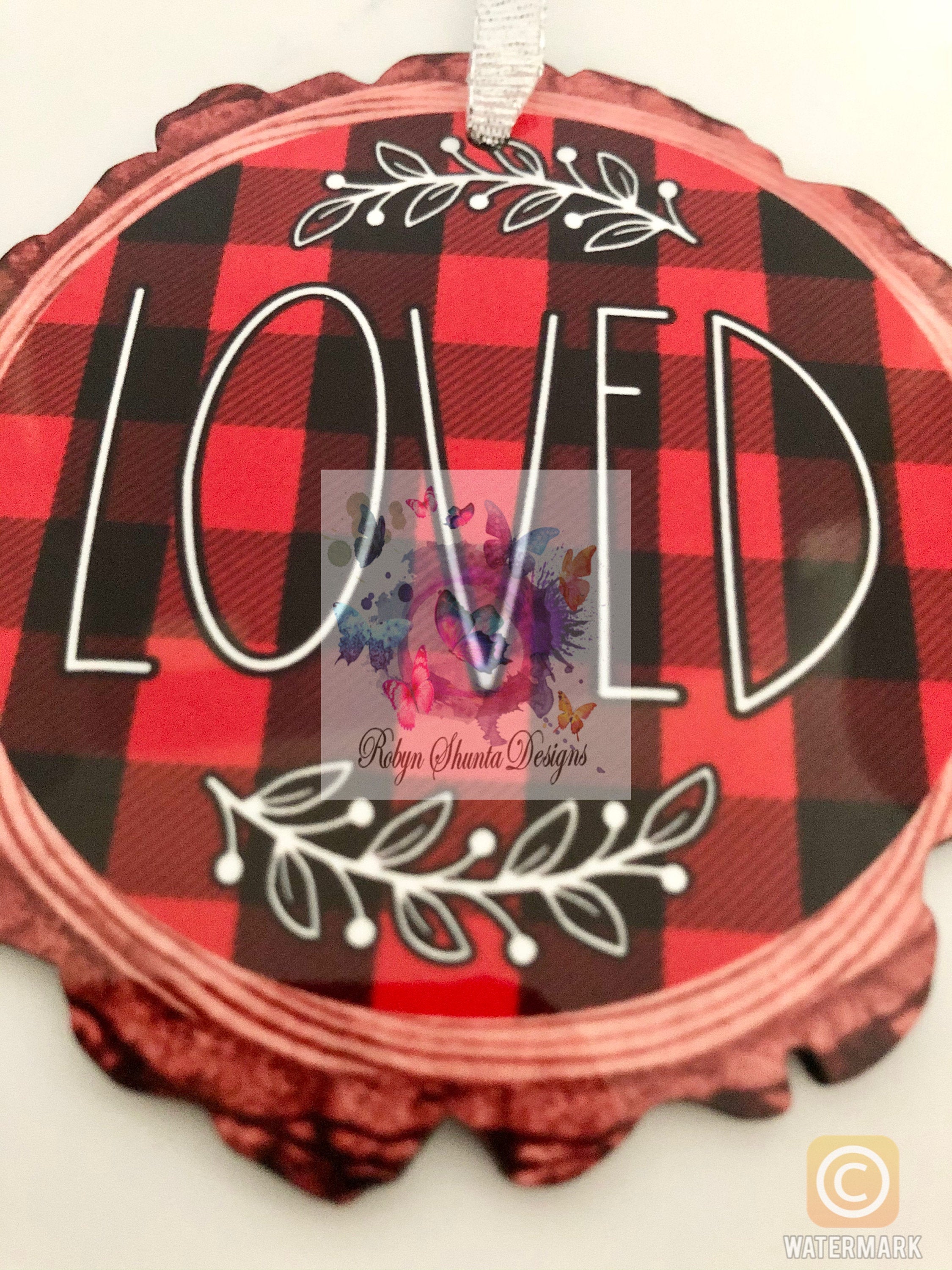 Christmas Buffalo Plaid Ornaments Loved Family & Blessed